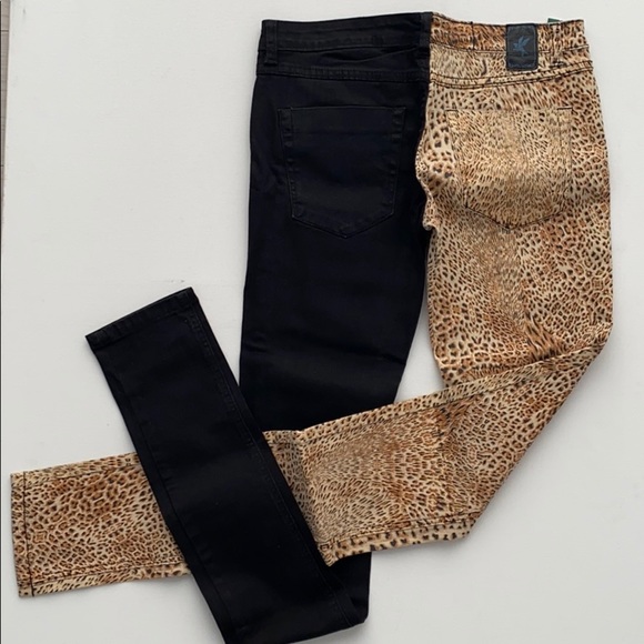 ONE TEASPOON Leopard BLACK Denim JEANS Domino - Picture 3 of 5